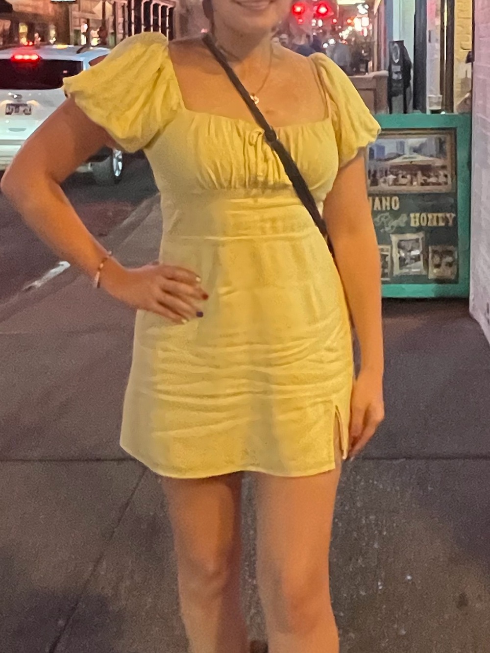 Altar'd State Yellow Puff Sleeve Mini Dress